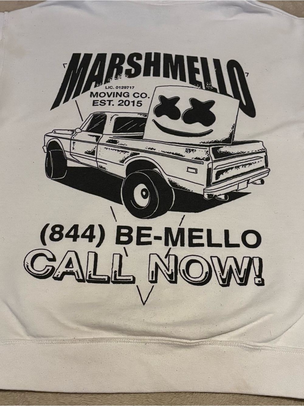 Men’s Marshmello “Call Now” White Hoodie – Men’s Small